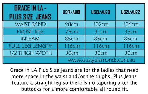 Jeans Sizing | Dusty Diamonds Australia