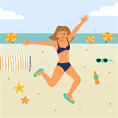 Chica de dibujos animados en bikini set ilustración Vector Gratis