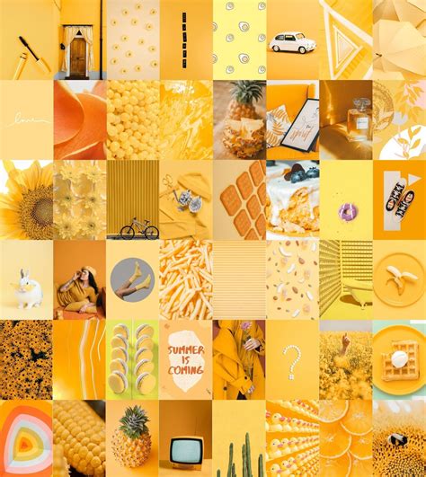 Pcs Yellow Photo Wall Collage Kityellow Aesthetic Etsy