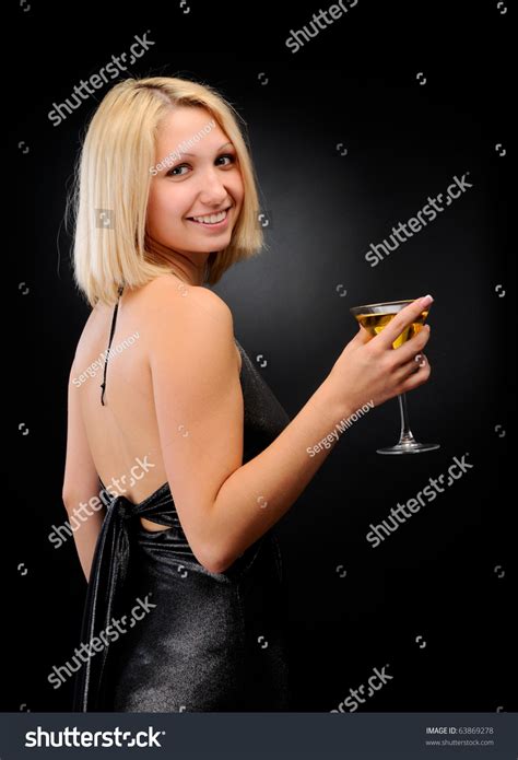 Sexy Smiling Blonde Standing Goblet Stock Photo Shutterstock