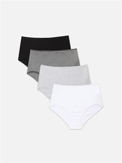 Lot de 4 culottes taille haute - Noir/Blanc - Femme | Primark