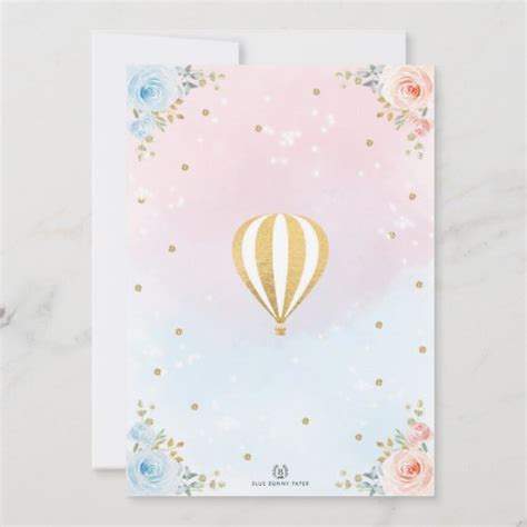 Boy Or Girl Hot Air Balloon Gender Reveal Shower Invitation Zazzle