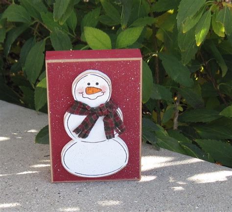 Red Snowman Block For Christmas Winter Noel Shelf Desk Office