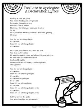 'Too Late to Apologize' Music Video Response Worksheet by Tina Marie Green