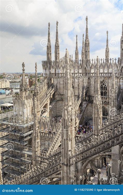 Italian Gothic Spires Of Cathedral Of Milan Editorial Image Image