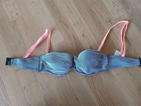 Bikini Oberteil Freya D Dunkelblau Weiss Gestreift Gebraucht In