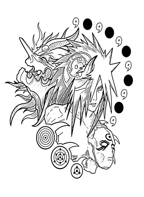 Naruto With Madara Coloring Page Free Printable Coloring Pages