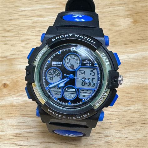 Skmei Watch Unisex 50m Silver Black Analog Digital Alarm Chrono New ...