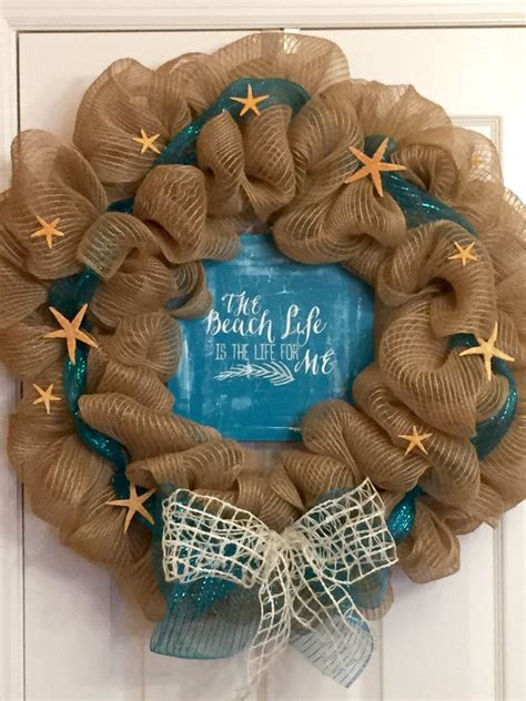 Items Similar To Deco Mesh Beach Theme Wreath On Etsy