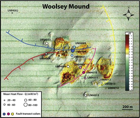 Woolsey Mound Heat Flow Sites Site Locations Are Plotted On Seafloor