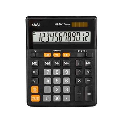 Калькулятор DELI настольный полноразмерный 888, 12р,дв.питание, черн ...