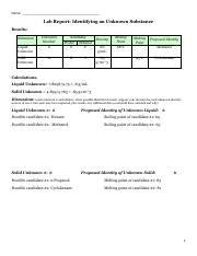 Lab Report Identifying An Unknown Substance 201930 Pdf Name Lab