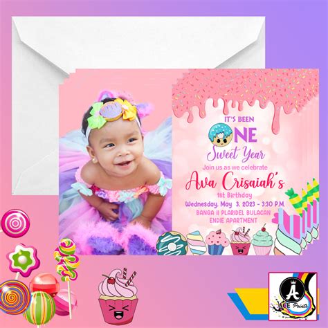 Candyland Invitation Card For Birthday Christening Baptism Free