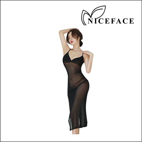 Jual Niceface Lingerie Dress Midi Long Gaun Elegan Lingeri Wanita Sexy Hot Dress Mini
