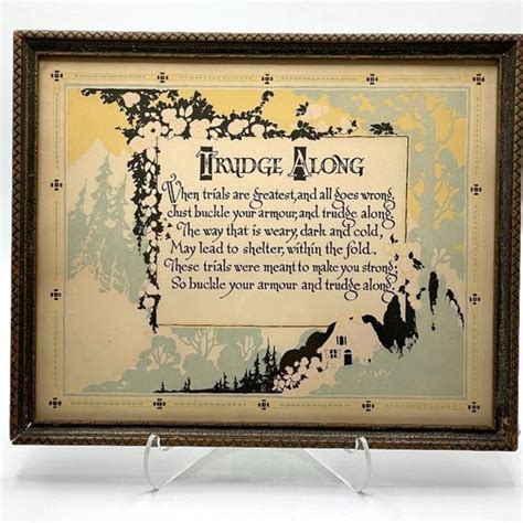 Trudge Along Vintage 1920s Poem Motto Graph Brand Framed Inspirational