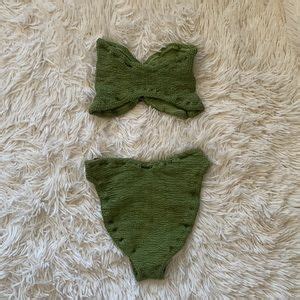 Hunza G Swim Nwt Hunza G Crinkle Flora Bikini Set In Metallic Moss Poshmark