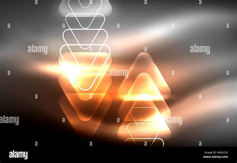 Glowing Vector Triangle Geometric Shapes In Dark Space Glowing Vector