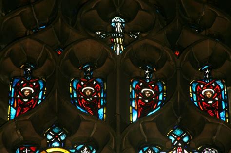 Stained Glass Windows In The Interior Of A Church