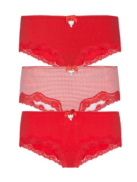 Pussy Deluxe 3er Set Hipster Damen Hipster Set Rot Allover NAPO Shop Der Offizielle
