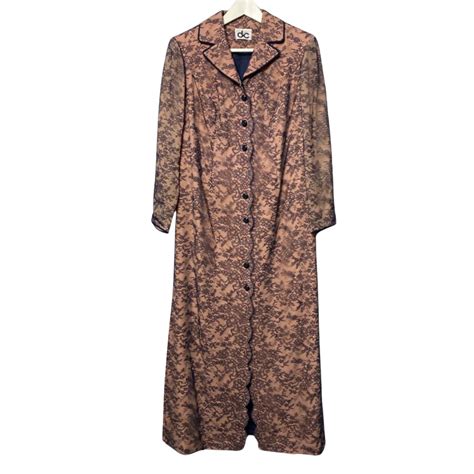 Women S Dc Designs Size S M Nude Navy Blue Lace Long Coat S