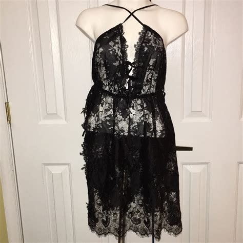 Victoria S Secret Intimates Sleepwear Black Lace Badazz Shorty Lingerie Sexy Af