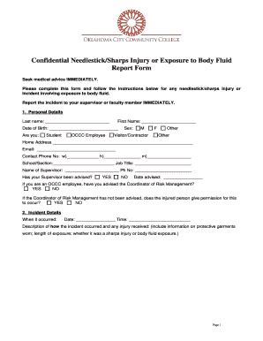 Needle Stick Injury Incident Report Sample Airslate Signnow