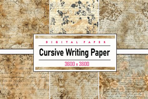 vintage cursive writing paper graphic  wow art creative fabrica