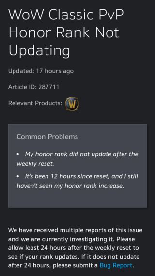 Wow Classic Pvp Honor Title Rank Not Updating For Past Few Days