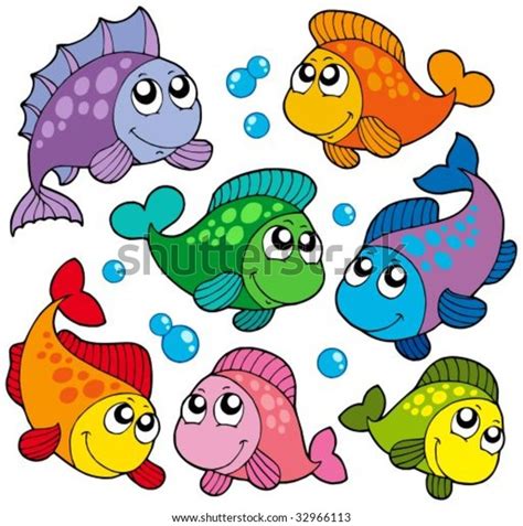 Various Cute Fishes Collection Vector Stock Vector Royalty Free