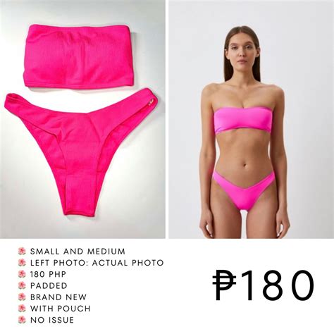 PINK BANDEAU TUBE TWO PIECE SWIMSUIT BIKINI SET Women S Fashion Swimwear Bikinis Swimsuits