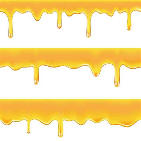 Realistic Seamless Honey Drips Isolated On Transparent Background