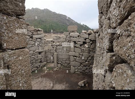 The Ruins Of Vilarinho Da Furna During The Dry Season When The Former