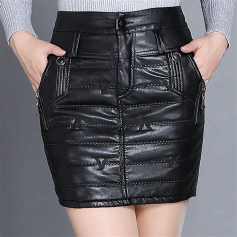 New Pu Leather Skirt Women 2017 Autumn Winter Female Sexy High Waist