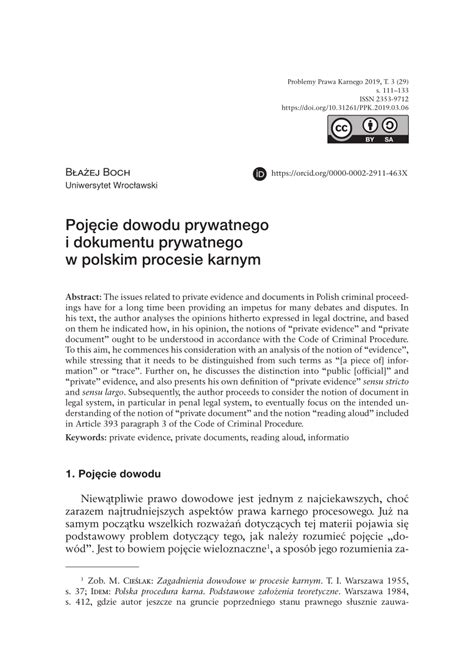 Pdf Poj Cie Dowodu Prywatnego I Dokumentu Prywatnego W Polskim