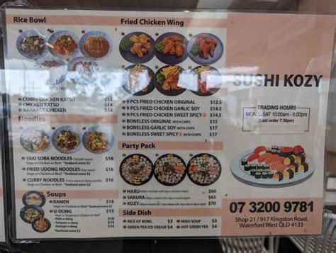 Menu At Sushi Kozy Restaurant Waterford West