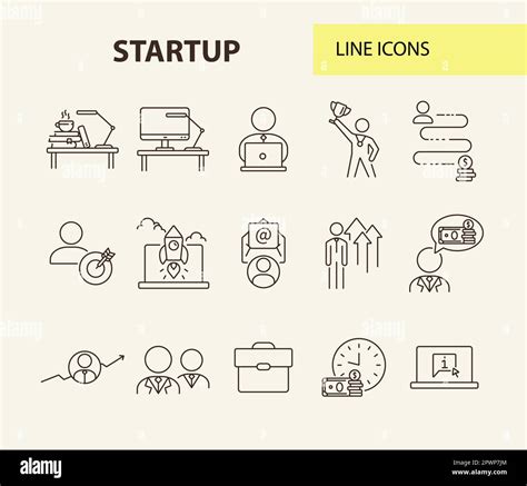 Startup Line Icon Set Stock Vector Image Art Alamy