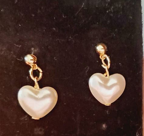 Stunning Faux Pearl Heart Earrings Etsy