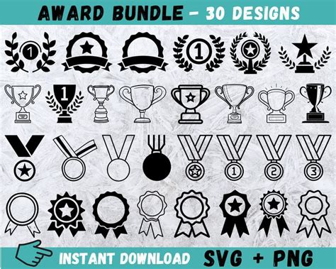 Award Svg Trophy Svg Award Ribbon Cricut Gold Medal Svg Trophies