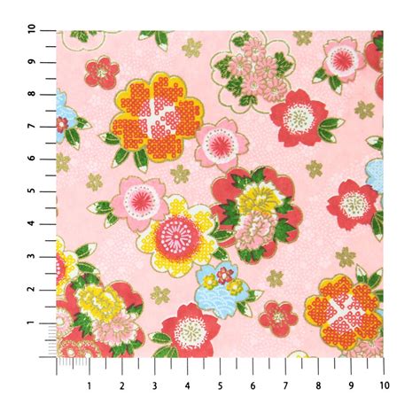 Grande Feuille Papier Japonais Yuzen Washi Rose Motif De Fleurs