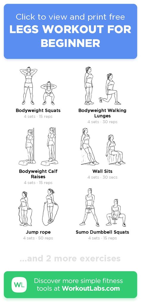 Free Workout: LEGS WORKOUT FOR BEGINNER · WorkoutLabs Fit | Beginner ...