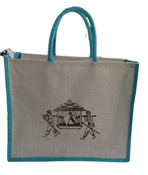 Printed Loop Handle Promotional Jute Bag Size Dimension 12x14x3 5Inch