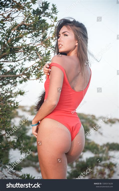 Lovely Sexy Brunette Girl Swimsuit Posing Stock Photo Shutterstock