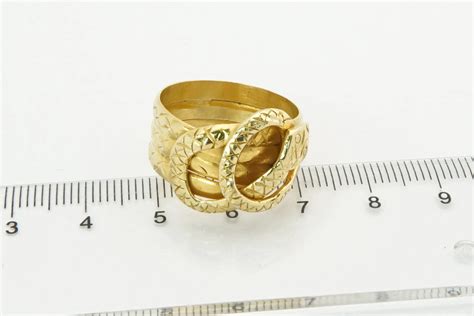 50 Mooi Bewerkte 18 Krt Geel Gouden Surinaamse Slangen Ring
