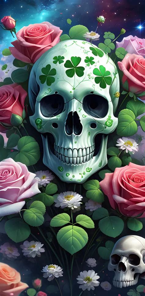 Shamrock Rose Skull Wallpaper By Mrssht412 Download On Zedge™ 7566