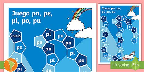 Juego de mesa pa pe pi po pu Guía de trabajo Twinkl