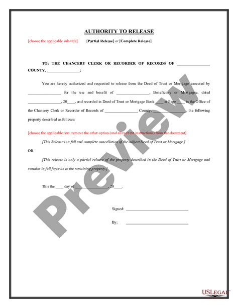 Deed of Trust - Release - Partial Release Mortgage | US Legal Forms