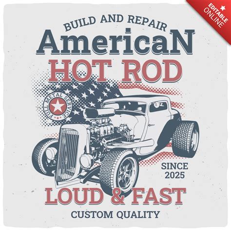 Plantilla De Dise O De Camiseta American Hot Rod Loud And Fast Modelo De Dise O Gratuita