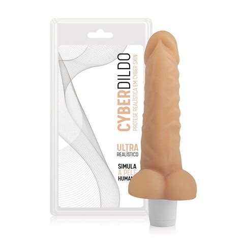 Prótese Pênis em Cyber Skin Escroto e Vibro cm Sex Shop Amor de Luxo O seu sexyshop