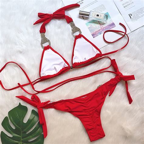 Women Luxury Crystal Designer Bikini Dwimsuit Bandage Bathing Suit Diamond Beachwear Buy