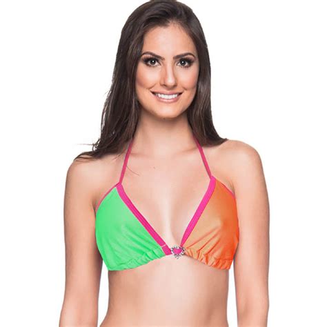 Women S Dazzling Multi Color Tri Halter Bikini Top